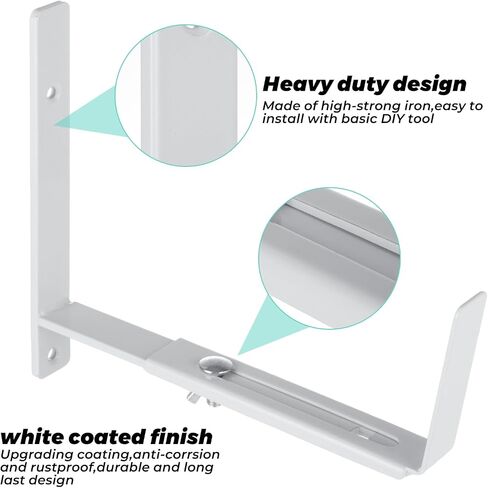 LANIAKEA 6 Pack Adjustable Planter Box Brackets 6 to 12Inches Window Box Brackets Heavy Duty Wall Mount Flower Box Holder for Garden, Patio, Balcony（White in Saudi Arabia