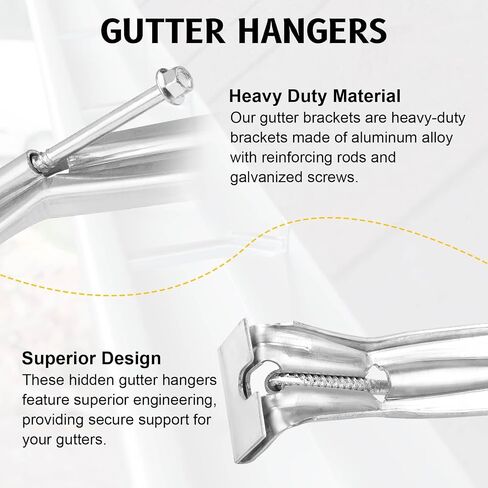 20 Pcs Gutter Hangers 5 inch with Pre-Inserted Quick Screw Gutter Clips, Hidden Gutter Bracket Come with 1/4" Hex Drill Bit for Repair 5" K-Style Aluminum Gutters in Saudi Arabia