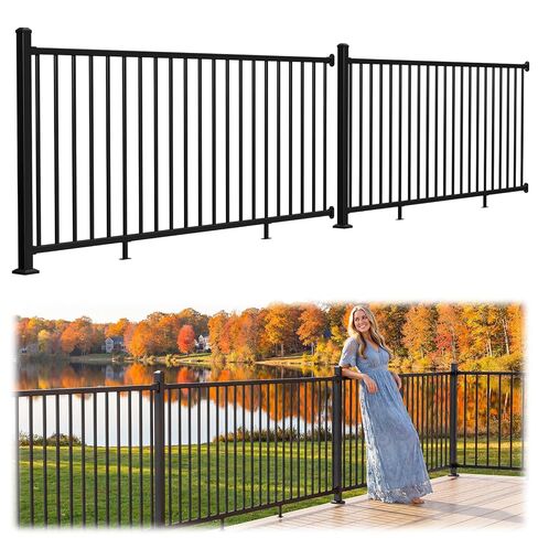 4 Pack Aluminum Deck Railing Brackets, Fixed Rail-to-Post Connectors, Textured Black AAMA 2604 Powder-Coated Finish, for Deck & Porch in Saudi Arabia