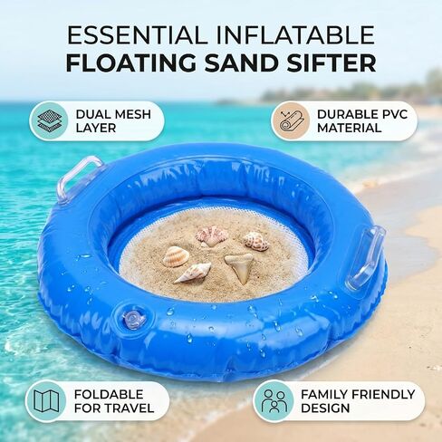 Portable Beach Sifter | Inflatable Floating Sieve with Double Layer Mesh for Fossils Shells Jewelry in Saudi Arabia