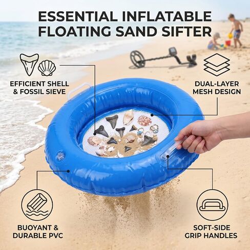 Portable Beach Sifter | Inflatable Floating Sieve with Double Layer Mesh for Fossils Shells Jewelry in Saudi Arabia