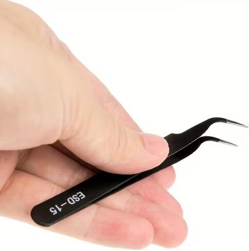 Transform Your Crafting Game with 6pcs ESD Anti-Static Stainless Steel Tweezers - Precision Maintenance & Industrial Repair Curved Tools for Home Working & Model Making in Saudi Arabia