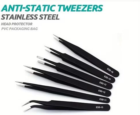 Transform Your Crafting Game with 6pcs ESD Anti-Static Stainless Steel Tweezers - Precision Maintenance & Industrial Repair Curved Tools for Home Working & Model Making in Saudi Arabia