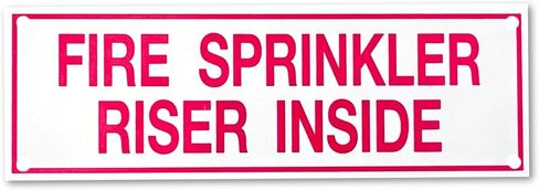 Fire Sprinkler Riser Inside Sign – Aluminum 6" x 2" with Four Pre-Drilled Holes for Easy Mounting Using Screws or Nails, or Add Adhesive (Sold Separately) – Red Text on White Background - 1 Pack in Saudi Arabia