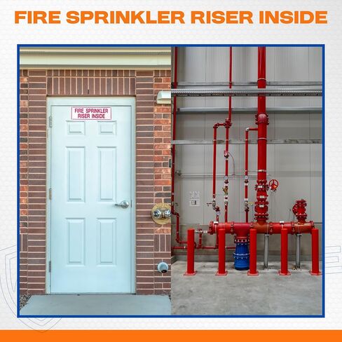 Fire Sprinkler Riser Inside Sign – Aluminum 6" x 2" with Four Pre-Drilled Holes for Easy Mounting Using Screws or Nails, or Add Adhesive (Sold Separately) – Red Text on White Background - 1 Pack in Saudi Arabia