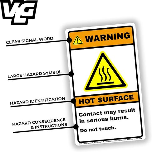 WARNING Hot Surface Safety Labels – ANSI Z535 Industrial Safety Signage, 3x5 Inch Waterproof Vinyl Hazard Decals, High-Temperature Equipment Warning, 10 Pack in Saudi Arabia