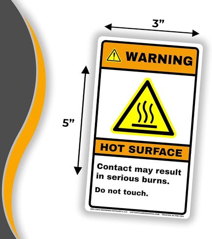 WARNING Hot Surface Safety Labels – ANSI Z535 Industrial Safety Signage, 3x5 Inch Waterproof Vinyl Hazard Decals, High-Temperature Equipment Warning, 10 Pack in Saudi Arabia