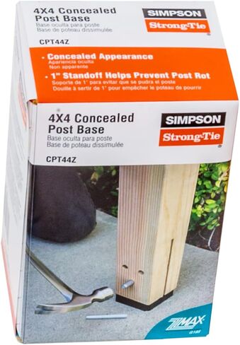 Simpson Strong-Tie CPT44Z Concealed Post Base - for 4x4 Nominal Lumber, 1-Inch Stand-Off Height, Load-Rated, ZMAX Galvanized Coating, Durable Steel Build in Kuwait
