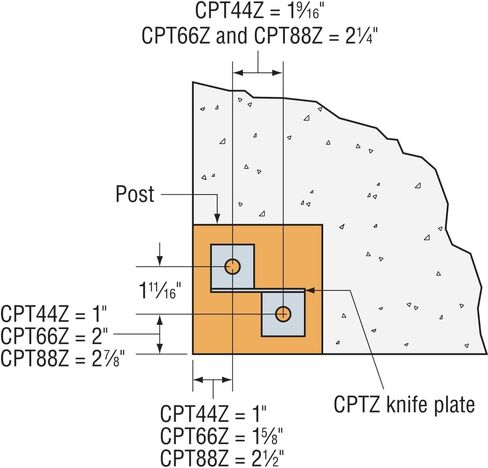 Simpson Strong-Tie CPT44Z Concealed Post Base - for 4x4 Nominal Lumber, 1-Inch Stand-Off Height, Load-Rated, ZMAX Galvanized Coating, Durable Steel Build in Kuwait