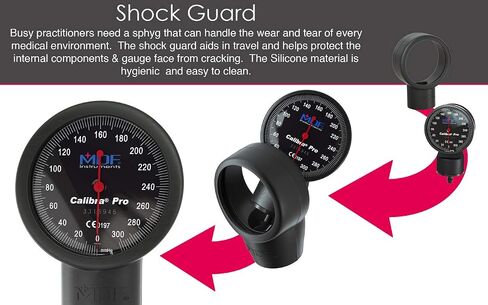 مقياس ضغط الدم الكبير للغاية من MDF Instruments Calibra Pro Aneroid Sphygmomanometer + خالٍ من اللاتكس، حلقة على شكل حرف D بديلة كبيرة للبالغين والأطفال - أنبوب مزدوج in Kuwait