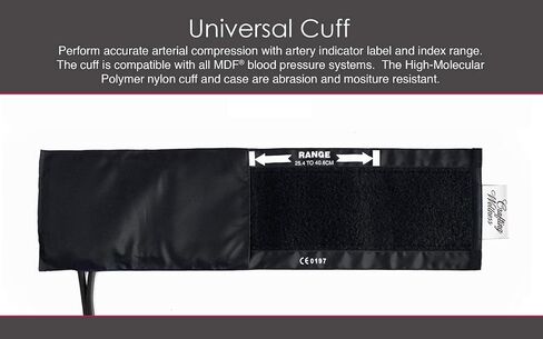 مقياس ضغط الدم الكبير للغاية من MDF Instruments Calibra Pro Aneroid Sphygmomanometer + خالٍ من اللاتكس، حلقة على شكل حرف D بديلة كبيرة للبالغين والأطفال - أنبوب مزدوج in Kuwait