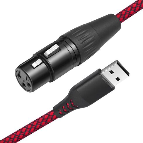 كابل تسجيل 10FT XLR إلى USB، كابل محول وصلة ميكروفون XLR أنثى إلى USB A للميكروفونات أو تسجيل الكاريوكي in Kuwait