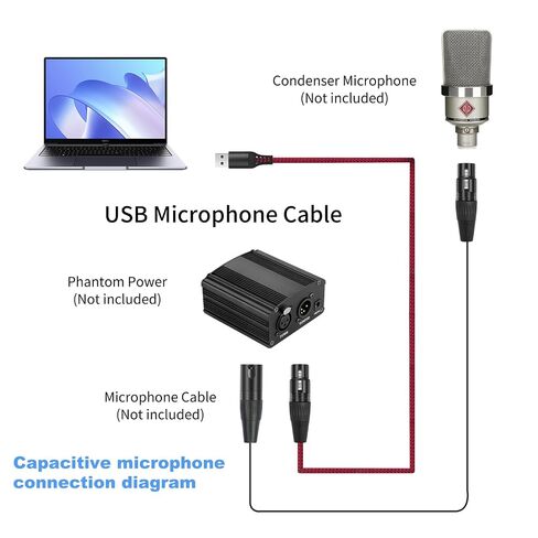 كابل تسجيل 10FT XLR إلى USB، كابل محول وصلة ميكروفون XLR أنثى إلى USB A للميكروفونات أو تسجيل الكاريوكي in Kuwait