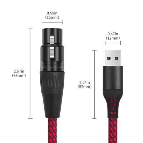 كابل تسجيل 10FT XLR إلى USB، كابل محول وصلة ميكروفون XLR أنثى إلى USB A للميكروفونات أو تسجيل الكاريوكي in Kuwait