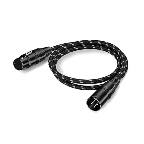 كابلات XLR كابل ميكروفون بطول 3 أقدام 2 حزمة، كابل صوت متوازن 3 دبابيس ذكر إلى أنثى، سلك ميكروفون قصير مجدول من النايلون، موصل OFC in Kuwait