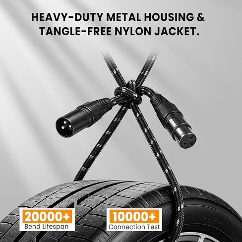 كابلات XLR كابل ميكروفون بطول 3 أقدام 2 حزمة، كابل صوت متوازن 3 دبابيس ذكر إلى أنثى، سلك ميكروفون قصير مجدول من النايلون، موصل OFC in Kuwait