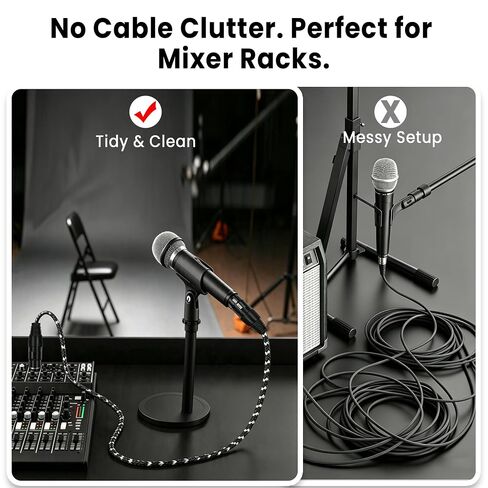 كابلات XLR كابل ميكروفون بطول 3 أقدام 2 حزمة، كابل صوت متوازن 3 دبابيس ذكر إلى أنثى، سلك ميكروفون قصير مجدول من النايلون، موصل OFC in Kuwait