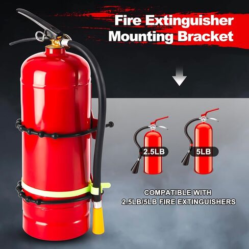 RattanView 4 Pcs 2.5 Lbs and 5 Lbs Fire Extinguisher Replacement Straps, Heavy-Duty Black Rubber Straps for Wall Mount Brackets, Fits Truck Rv Vehicle Boat Home, Quick Release & Firmly Hold in Kuwait