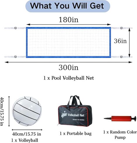 15 x 3ft Pool Volleyball Net with Water Volleyball,Adjustable Length 15ft-27ft Portable Pool Volleyball Net Replacement for Inground Pools（no Poles） in Kuwait