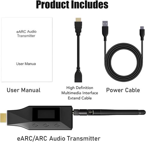 EARC ARC إلى جهاز إرسال بلوتوث للتلفزيون، محول صوت مكبر صوت ARC إلى سماعات رأس بلوتوث، مزامنة توصيل 2 سماعات رأس لاسلكية للتلفزيون، التحكم في مستوى الصوت CEC، مع شاشة عرض in Kuwait