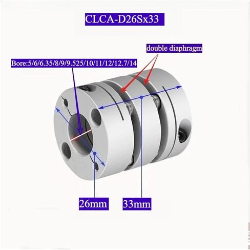 1 قطعة CLCA-D26x33 مزدوج الحجاب الحاجز مطاطا سبائك الألومنيوم اقتران ل: السائر المسمار محرك سيرفو اتصال 26 مللي متر * 33 مللي متر تتحمل: 5 ~ 14 مللي متر (9.525 مللي متر إلى 14 مللي متر) in Kuwait
