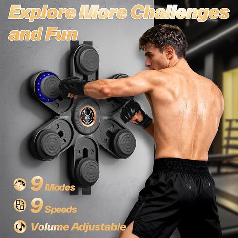 Sportneer Music Boxing Machine for Kids and Adults, Bluetooth Smart Music Punching Machine with Gloves and Movable Punching Pads, Wall Mounted Boxing Training Equipment for Home Gym Office Gift in Kuwait