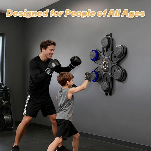 Sportneer Music Boxing Machine for Kids and Adults, Bluetooth Smart Music Punching Machine with Gloves and Movable Punching Pads, Wall Mounted Boxing Training Equipment for Home Gym Office Gift in Kuwait