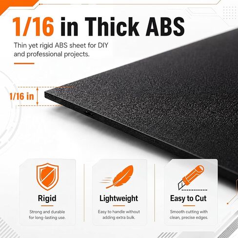 6 قطع من صفائح بلاستيك ABS متعددة الأحجام 8 × 12، 12 × 12، 12 × 16 بوصة 1/16 سميكة ذات سطح مزدوج محكم وناعم أسود صلب ABS لوح بلاستيكي قابل للتشكيل بالحرارة قوة تأثير للمنزل الصناعي DIY in Kuwait