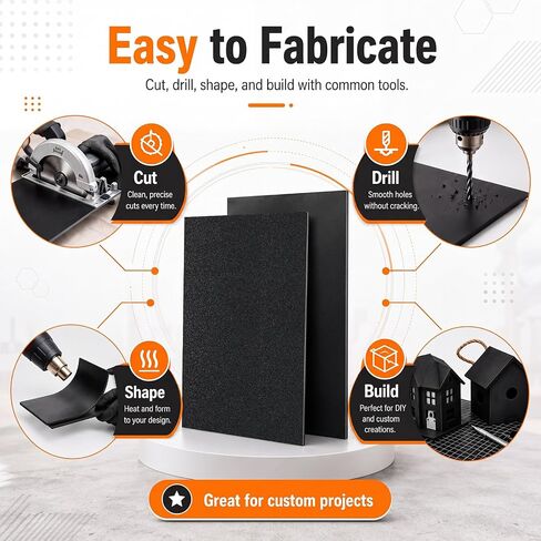 6 قطع من صفائح بلاستيك ABS متعددة الأحجام 8 × 12، 12 × 12، 12 × 16 بوصة 1/16 سميكة ذات سطح مزدوج محكم وناعم أسود صلب ABS لوح بلاستيكي قابل للتشكيل بالحرارة قوة تأثير للمنزل الصناعي DIY in Kuwait