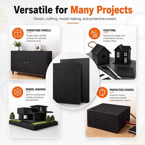 6 قطع من صفائح بلاستيك ABS متعددة الأحجام 8 × 12، 12 × 12، 12 × 16 بوصة 1/16 سميكة ذات سطح مزدوج محكم وناعم أسود صلب ABS لوح بلاستيكي قابل للتشكيل بالحرارة قوة تأثير للمنزل الصناعي DIY in Kuwait