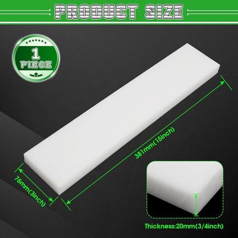 White HDPE Plastic Block 3/4" Thick, 3" X 15" High-Density Polyethylene Sheet in Kuwait