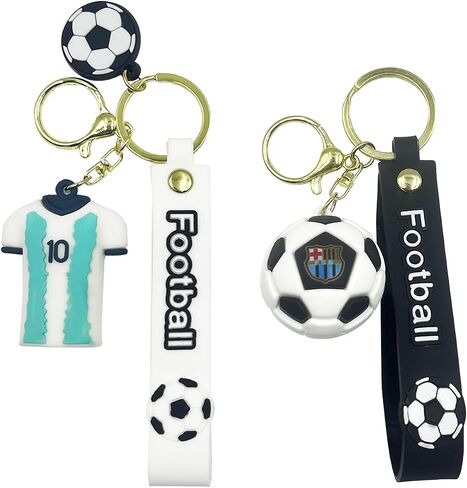2 Pcs Soccer Football Keychains Soccer Gifts Key Chain, Football Inspirational Keyring Sports Fan Silicone Key Rings Football Keys Chains, Cute Soccer Ball Keyring for keys, Gift Souvenirs for Fans in Kuwait