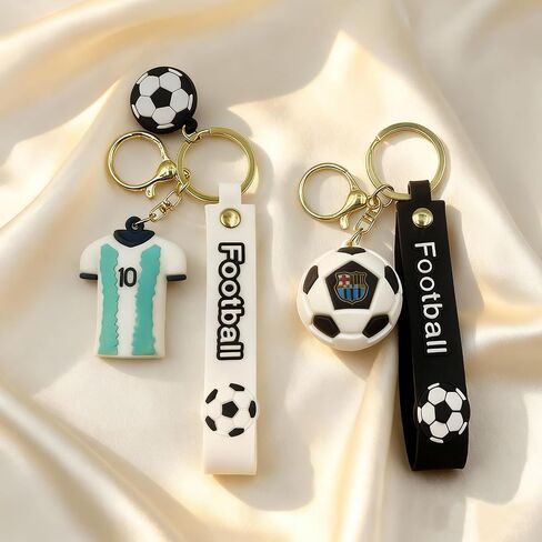 2 Pcs Soccer Football Keychains Soccer Gifts Key Chain, Football Inspirational Keyring Sports Fan Silicone Key Rings Football Keys Chains, Cute Soccer Ball Keyring for keys, Gift Souvenirs for Fans in Kuwait