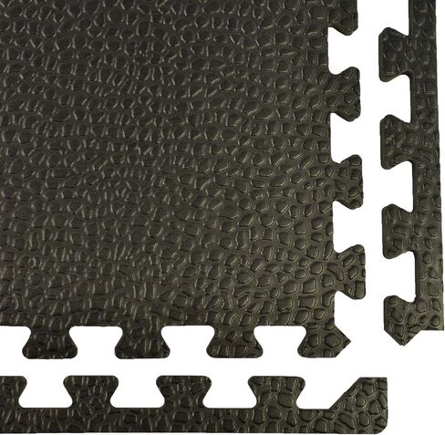 حصيرة Greatmats Home Gym Pebble مقاس 2x2 قدم 10 مم، 25 عبوة (أسود) in Kuwait