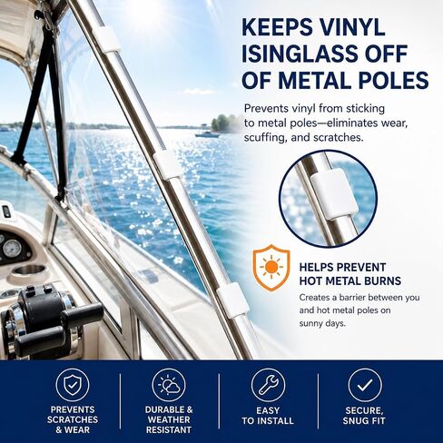 فواصل ستائر جانبية علوية من Boat Bimini للأعمدة، ومشابك حماية النوافذ من الزجاج Isinglass - 10 عبوات - أبيض in Kuwait