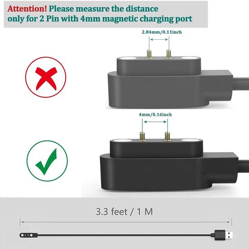 Mugust Gloryfit Smart Watch Charger, 4mm Magnetic USB Charging Cable for Gloryfit T80 T70 T60 T50 P99 P98 Smart Watches in Kuwait