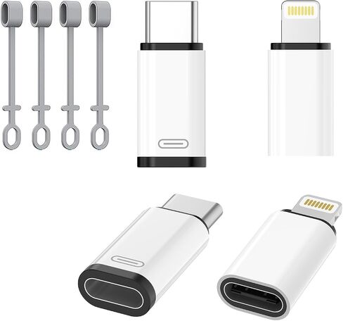 مجموعة مكونة من 4 محولات Lightning إلى USB C ومحول USB C إلى Lightning لأجهزة iPhone 17 16 15 14 13 12 وiPad وAirPods؛ يدعم الشحن السريع ومزامنة البيانات فقط in Kuwait