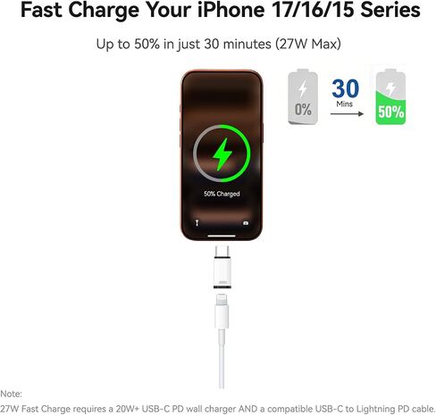 مجموعة مكونة من 4 محولات Lightning إلى USB C ومحول USB C إلى Lightning لأجهزة iPhone 17 16 15 14 13 12 وiPad وAirPods؛ يدعم الشحن السريع ومزامنة البيانات فقط in Kuwait