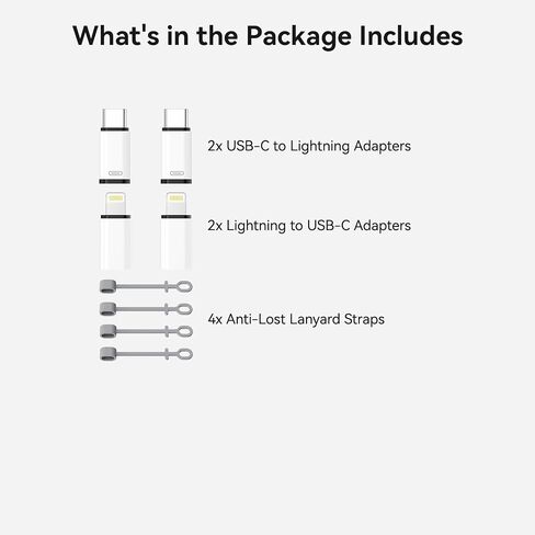 مجموعة مكونة من 4 محولات Lightning إلى USB C ومحول USB C إلى Lightning لأجهزة iPhone 17 16 15 14 13 12 وiPad وAirPods؛ يدعم الشحن السريع ومزامنة البيانات فقط in Kuwait