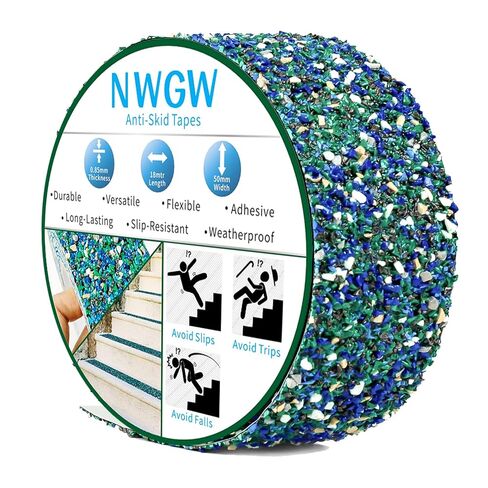 Heavy Duty Anti-Slip Tape for Pool Steps, 4" x15FT Blue Rubber Grip Traction Tape, Indoor/Outdoor Stairs, Waterproof Safety Grip Strips for Wet Areas, Showers, Tubs & Marine, Barefoot Friendly in Saudi Arabia
