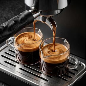 Farielyn-X® 5 OZ Espresso Cups Set of 2, Double Spouts Cups, Shot Glasses, Milk Cup with Handle, Clear Glass, Espresso Accessories for Making Coffee Desserts Salad Dressing Machine in Saudi Arabia