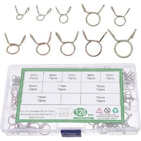 120pcs Color Zinc-plated Spring Hose Clamp Set Heavy Duty Wire Tube Clips for Air and Water Hose Fixing, Industrial Plumbing and Automotive Use in Kuwait
