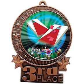 Express Medals 1 to 50 Packs - 3" Cornhole 3rd Place Bronze Medal with Neck Ribbon Award XMDMY4 in Kuwait