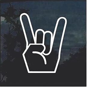 Rock On Hand Sign Decal | White | Made in USA by Stick This! | Sticker for Car or Truck Windows, Laptop, Water Bottle, Tablets etc. | 3.5" x 4.5" | in Kuwait