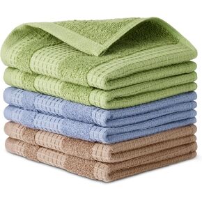 Amazon Basics Organic Cotton Waffle Weave Kitchen Dish Towels, Ultra Absorbent, Quick Drying, Lint-Free, 15 x 25 inches, 6-Pack in Kuwait