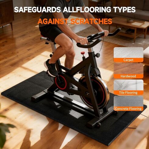 Stepwaver Treadmill Mat for Floor & Carpet Floors, 63" × 30", 0.25" Thick Non-slip Treadmill Mat for Carpet, Mat for Under Treadmill on Hardwood Floors for Bike, Elliptical, Treadmill in Kuwait