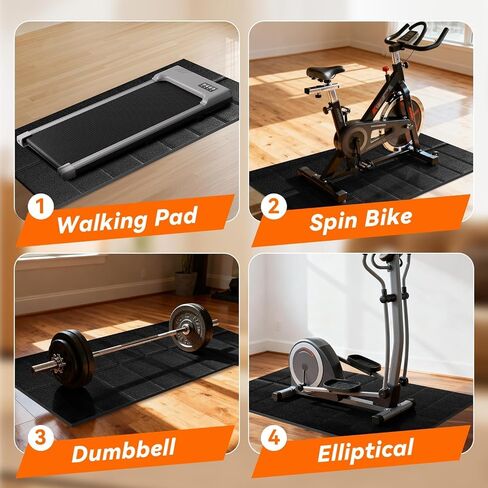 Stepwaver Treadmill Mat for Floor & Carpet Floors, 63" × 30", 0.25" Thick Non-slip Treadmill Mat for Carpet, Mat for Under Treadmill on Hardwood Floors for Bike, Elliptical, Treadmill in Kuwait