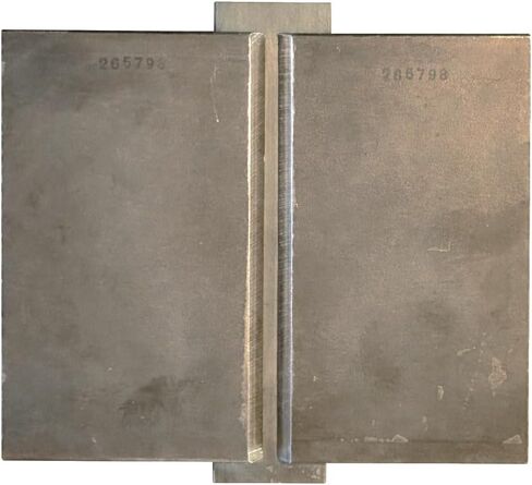 3/8" Welder Certification Test Plate for AWS D-1.1 Limited-Thickness Qualification with 1/4" x 2" x 8" Backing Strip. Fully-Assembled with 1/4" Landing Gap and 45 Degree Bevel in Kuwait