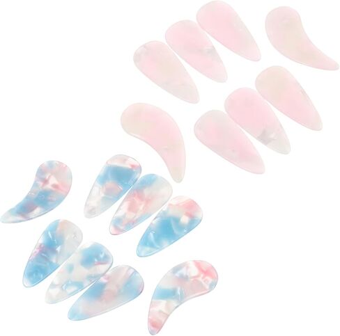 KESYOO Guzheng 16pcs Resin Nail Picks Double Sided Curved Finger Protector Large Size Pink Blue Colors Interpretation Learning Accessories Kit in Kuwait