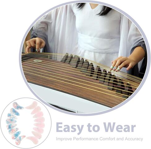 KESYOO Guzheng 16pcs Resin Nail Picks Double Sided Curved Finger Protector Large Size Pink Blue Colors Interpretation Learning Accessories Kit in Kuwait
